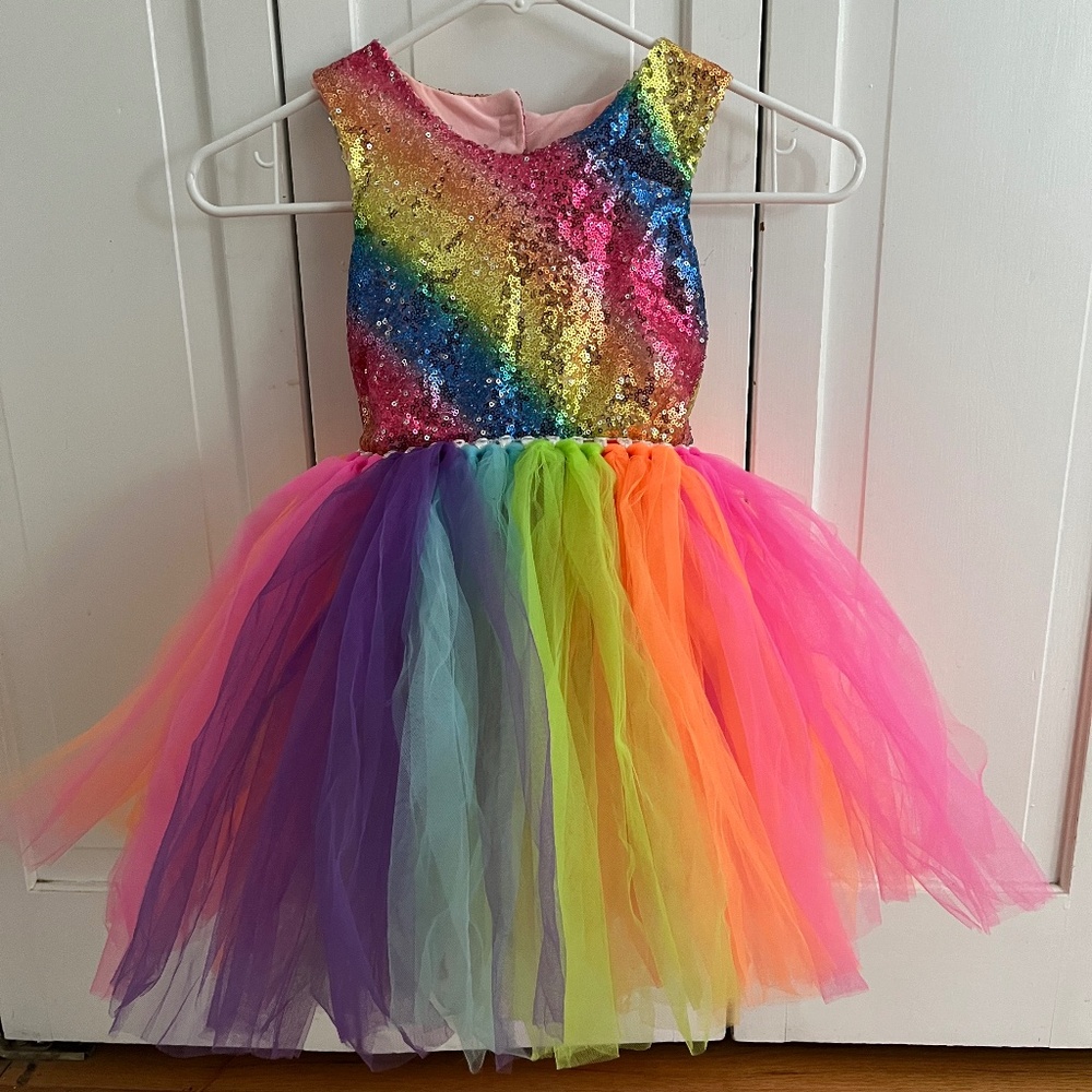 Children's colorful multi-colored tutu sequined dress.